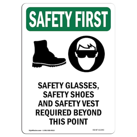 Signmission OSHA Sign, Glasses W/ Symbol, 14in X 10in Aluminum, 10" W, 14" H, Portrait OS-SF-A-1014-V-11343